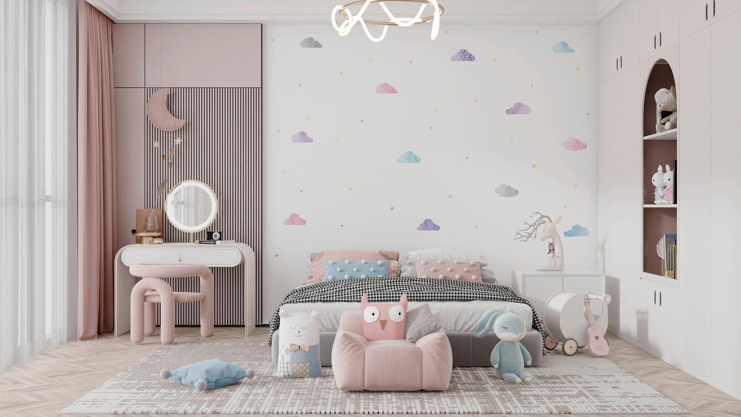 MINI Set - Pink Watercolour Cloud Wallstickers