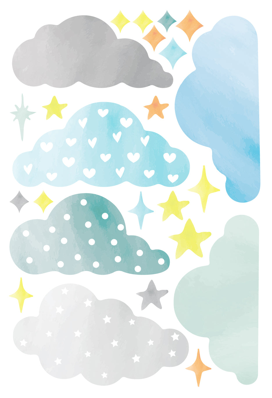 Blue Watercolour Cloud Wallstickers