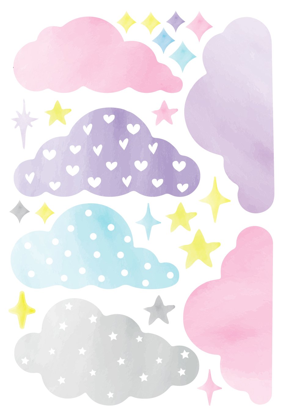 MINI Set - Pink Watercolour Cloud Wallstickers