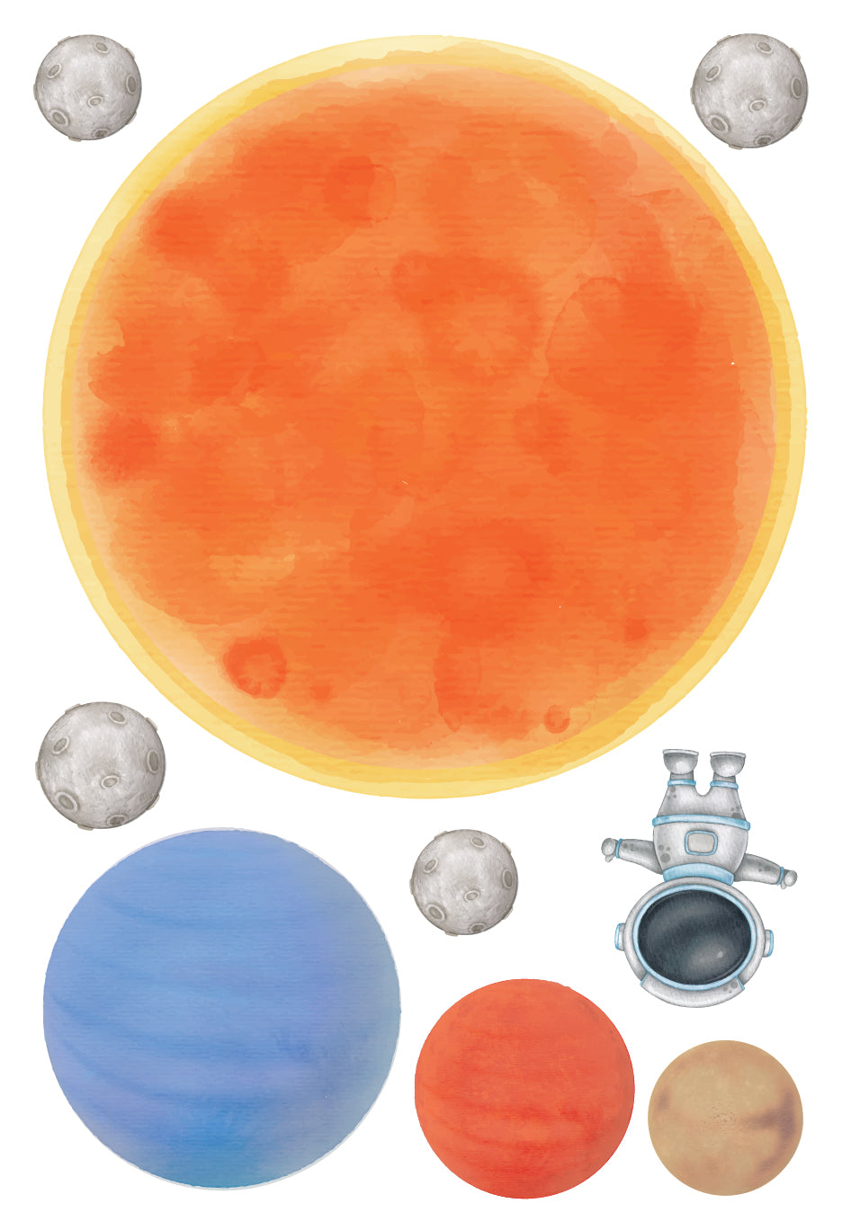 Watercolour Solar System Wallstickers